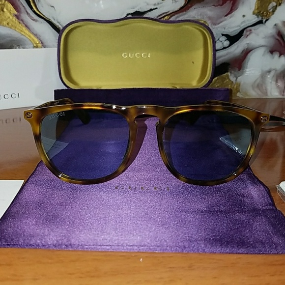 NWT Authentic Gucci Avana/Blue Sunglasses - Picture 4 of 7